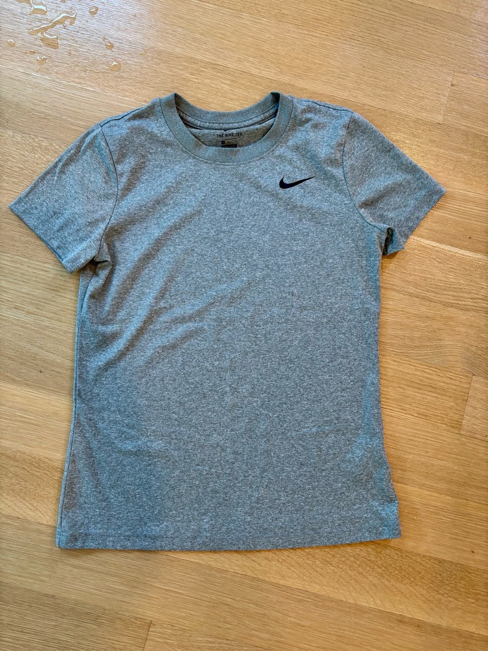 Nike Gray Crew Neck Tee with Black Swoosh Print